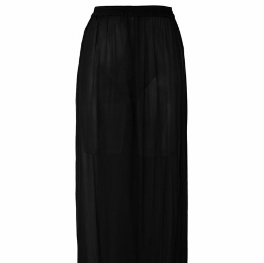 Long Sheer Black Chiffon Skirt sz 38 Cubus